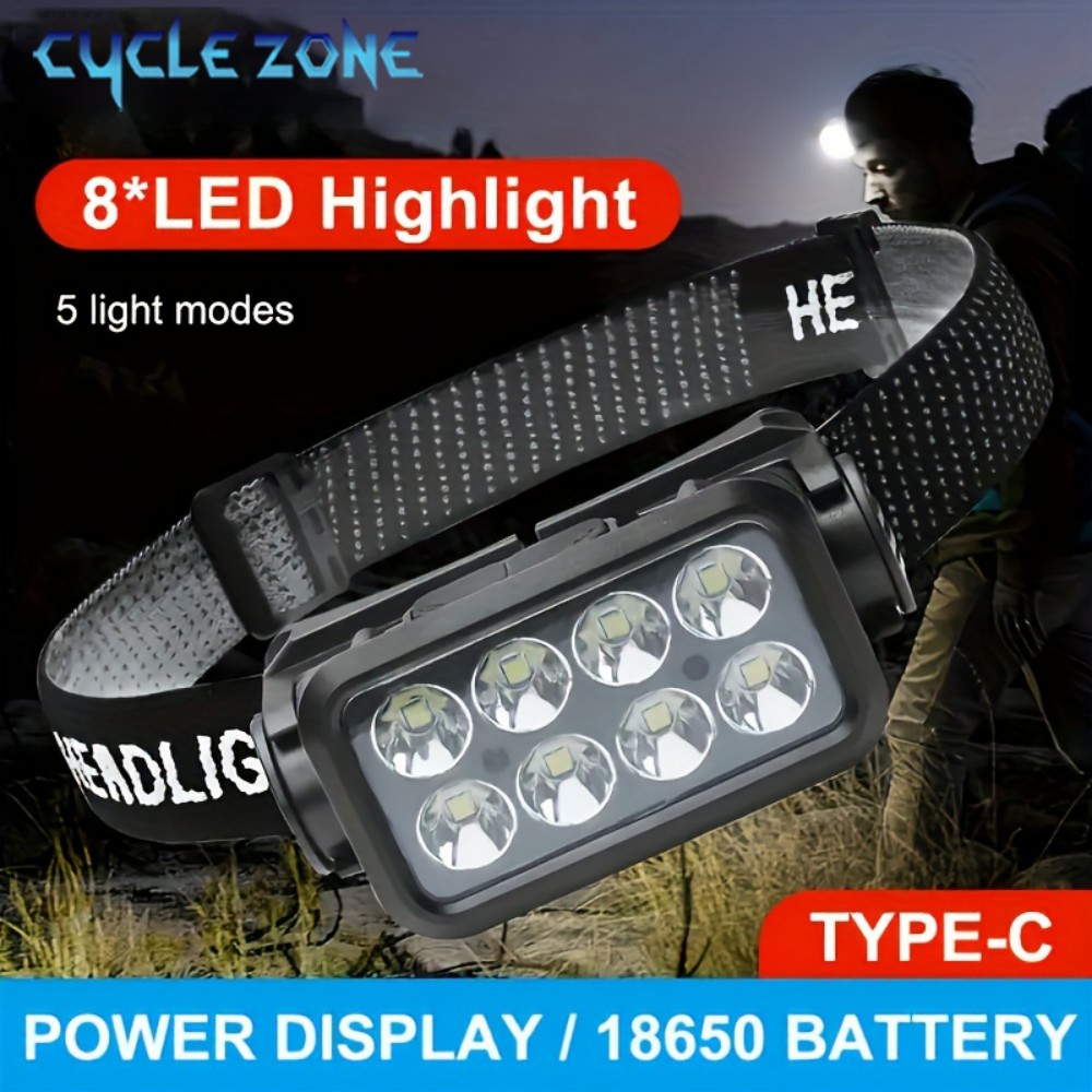 Outdoor Adventure Zone - 8 светодиодных индукционных налобных фонарей Type-C